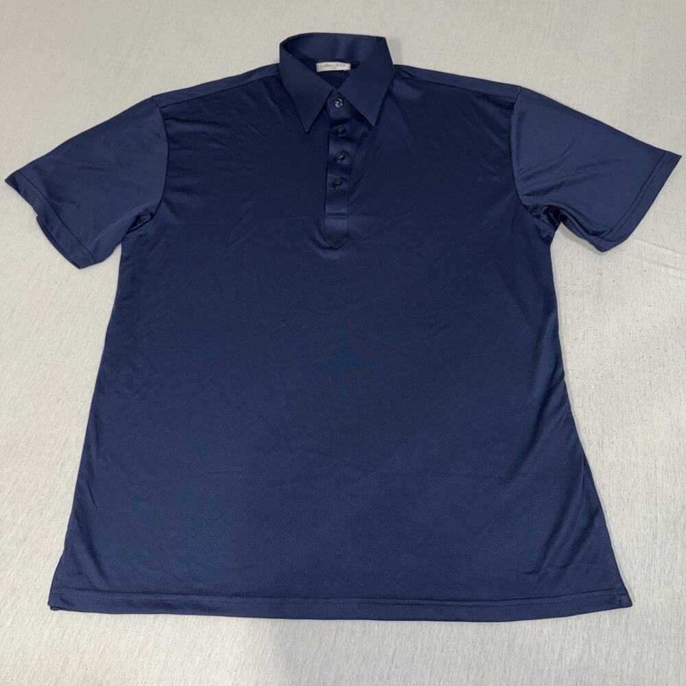 Collars & Co Golf Polo Solid Navy Blue Size Large Preppy NWOT